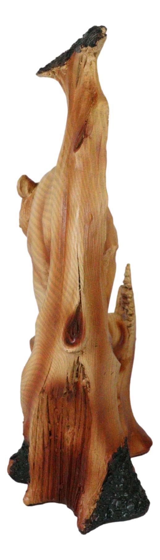 Ebros Gift Rustic Faux Wood Forest Scene Grizzly Bear With Cub Hunting Figurine Collectible Sculpture