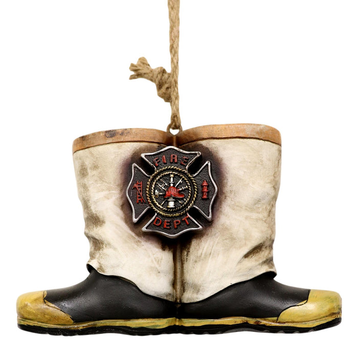 Ebros Gift Rustic Fire Department Fireman Boots Large Resonant Patio Spiral Wind Chime