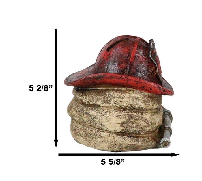 Ebros Gift Rustic Fire Fighter Station 1 Fireman Hat And Hose Money Coin Savings Piggy Bank