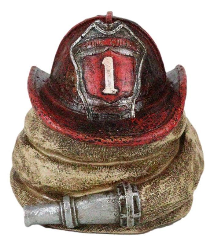 Ebros Gift Rustic Fire Fighter Station 1 Fireman Hat And Hose Money Coin Savings Piggy Bank
