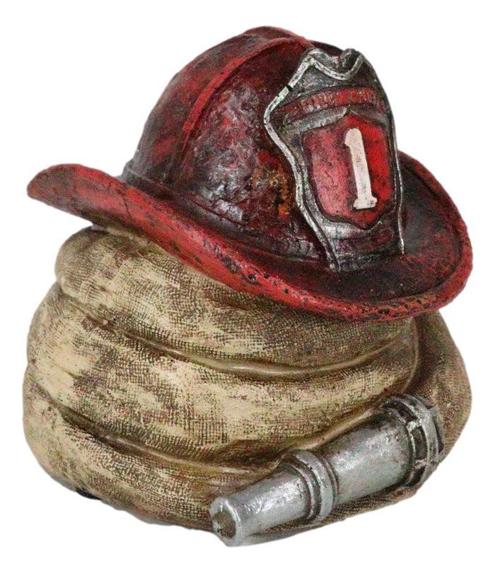 Ebros Gift Rustic Fire Fighter Station 1 Fireman Hat And Hose Money Coin Savings Piggy Bank