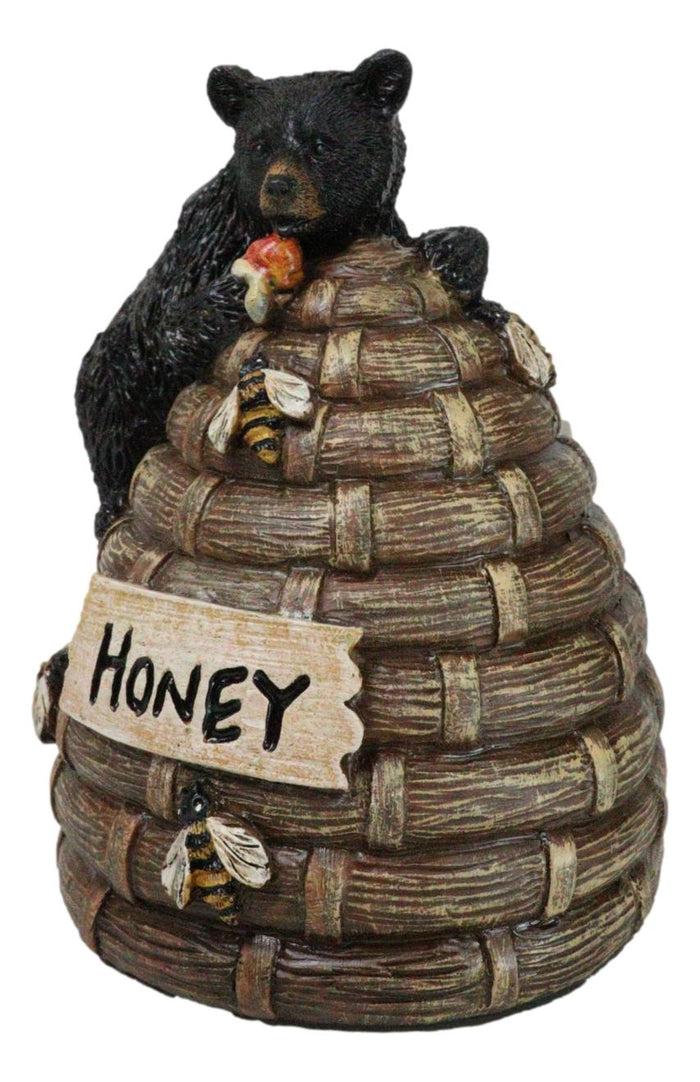 Ebros Gift Rustic Forest Black Bear Climbing On Honey Beehive With Bumblebees Figurine