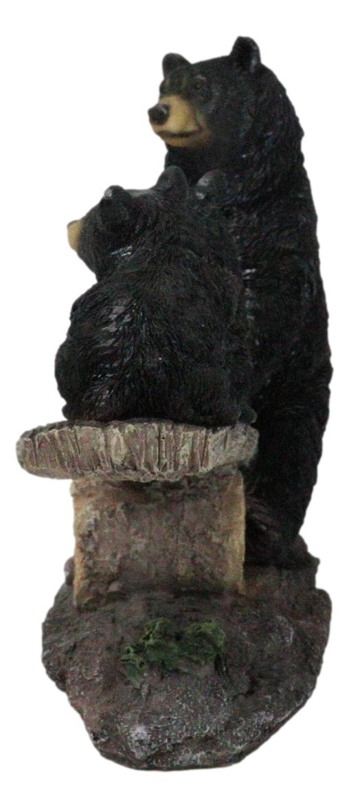 Ebros Gift Rustic Forest Black Bear Mother And 2 Cubs Sitting On Tree Logs Seesaw Figurine