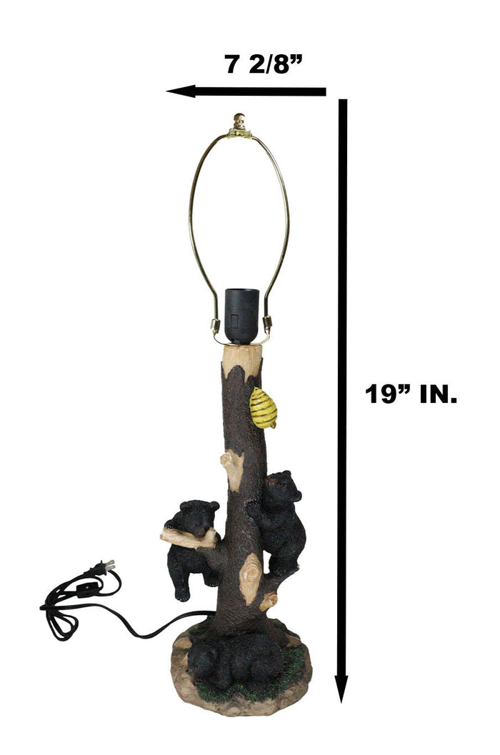 Ebros Gift Rustic Forest Climbing 3 Black Bear Cubs On Tree Getting Beehive Table Lamp