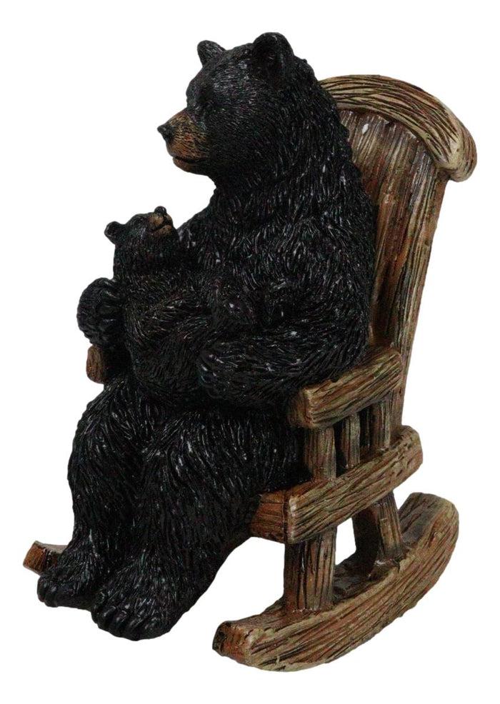 Ebros Gift Rustic Forest Mama Black Bear With Sleeping Cub On Rocking Chair Figurine