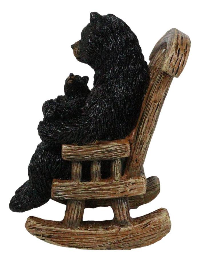 Ebros Gift Rustic Forest Mama Black Bear With Sleeping Cub On Rocking Chair Figurine