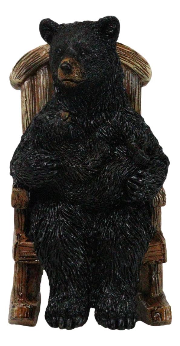 ebros gift Rustic Forest Mama Black Bear With Sleeping Cub On Rocking Chair Figurine