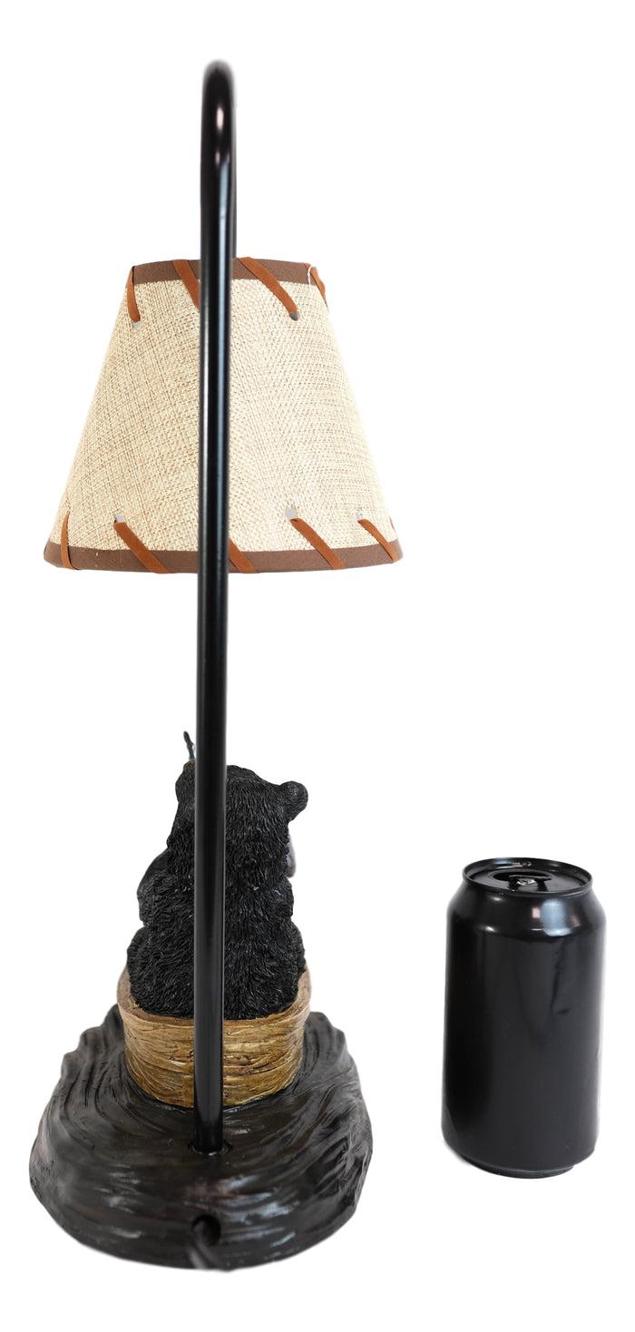Ebros Gift Rustic Forest Papa And Cub Black Bears Fishing From Canoe Boat Table Lamp Statue