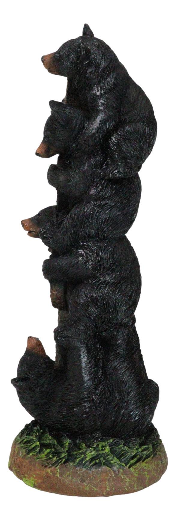 Ebros Gift Rustic Forest Stacked Black Bear Cubs Holding Love Wood Slices Sign Figurine