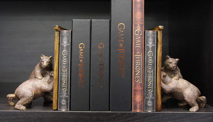 Ebros Gift Rustic Forest Teamwork Bears Pushing Barn Doors Bookend Figurines Pair Set Decor