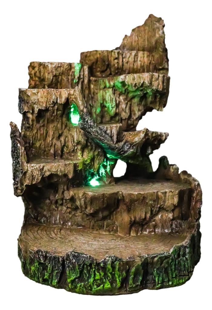 ebros gift Rustic Forest Tree Steppes Faux Wooden LED Display Stand Figurine For Miniatures