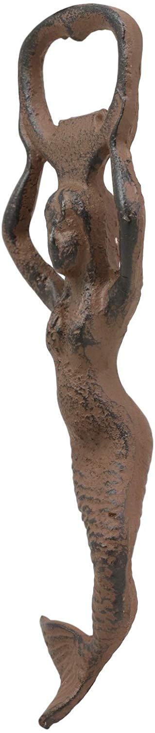 Ebros Gift Rustic Heavy Duty Cast Iron Nautical Siren Mermaid Beer Bottle Opener SET OF 2