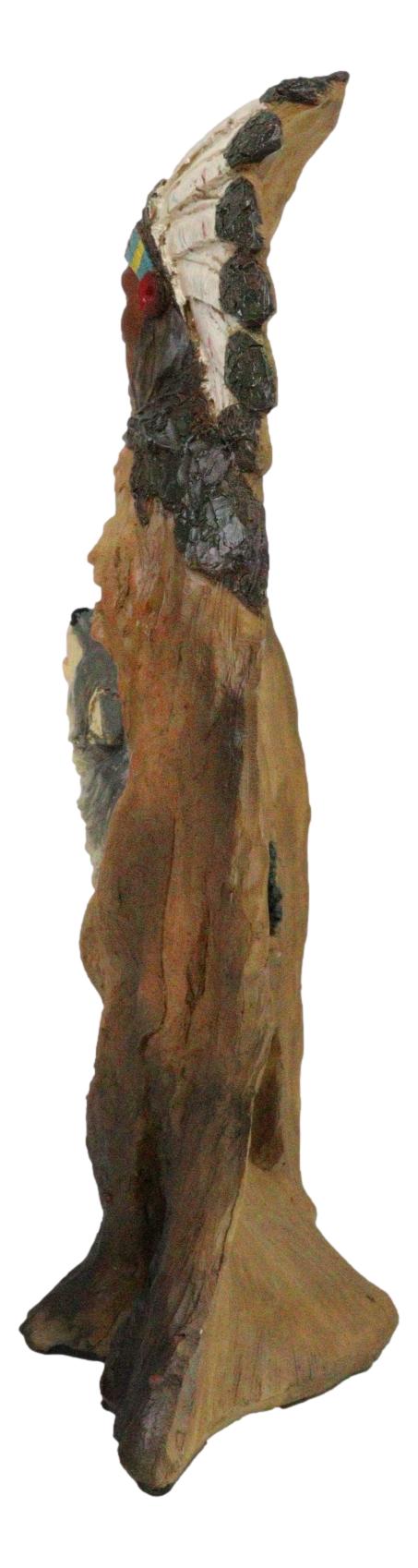Ebros Gift Rustic Howling Wolves And Indian Chief In Headdress Forest Scene Cutout Figurine