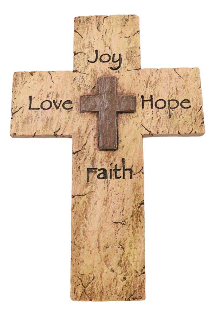 ebros gift Rustic Inspirational Tuscany Vintage Love Joy Hope Faith Layered Wall Cross