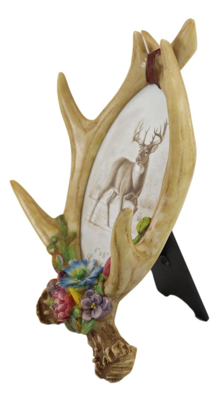 Ebros Gift Rustic Intertwined Stag Deer Antlers Desktop Or Wall Picture Frame 4"X6" Photo