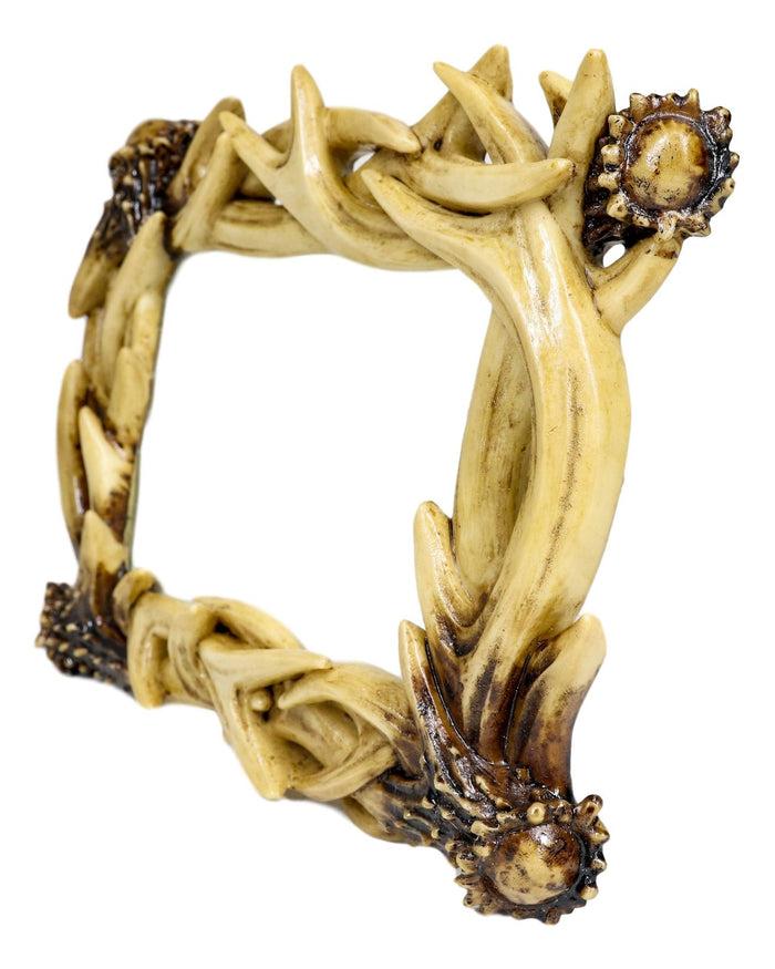 Ebros Gift Rustic Intertwined Stag Deer Antlers Picture Frame With Easel Back 4"X6" Photo