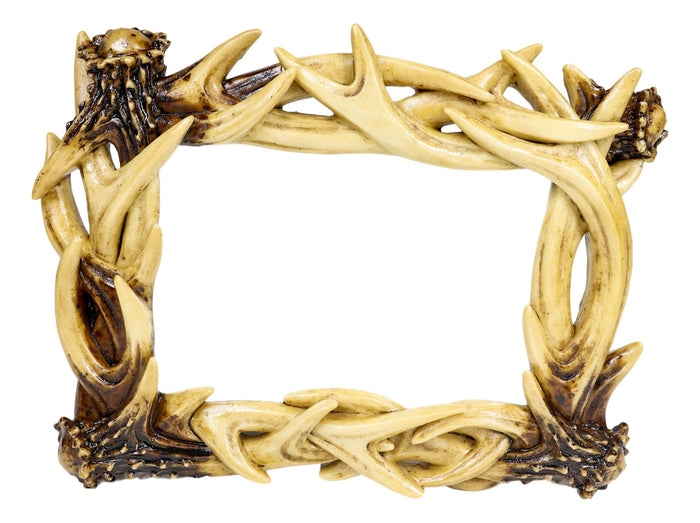Ebros Gift Rustic Intertwined Stag Deer Antlers Picture Frame With Easel Back 4"X6" Photo