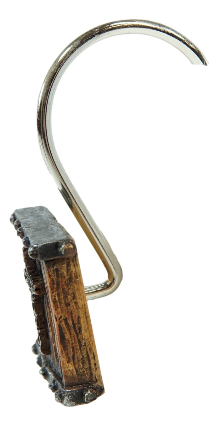 Ebros Gift Rustic Lace Scroll Cross On Faux Wood Grain Bathroom Shower Curtain Hooks 12pk