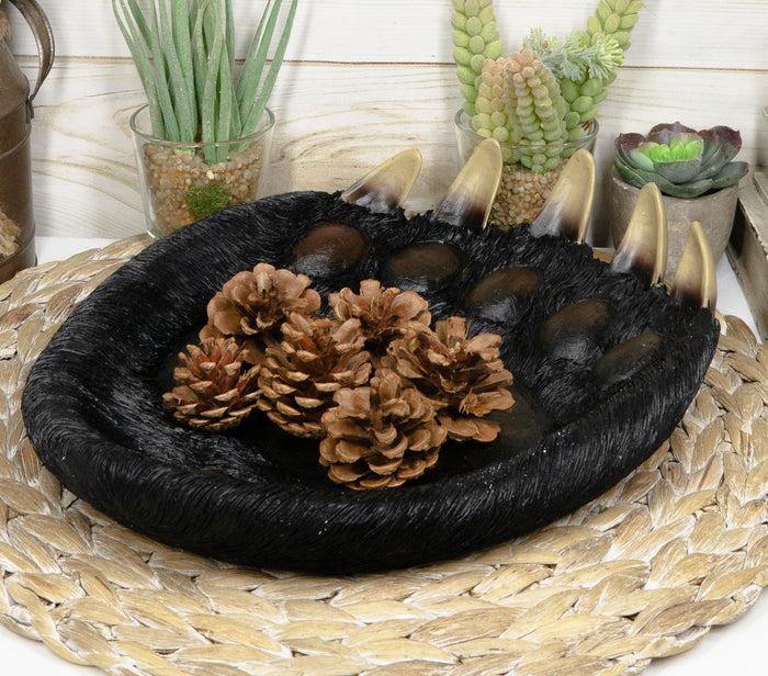 ebros gift Rustic Large Black Bear Paw With Claws Fruit Platter Candy Treat Bowl Plate 12"W