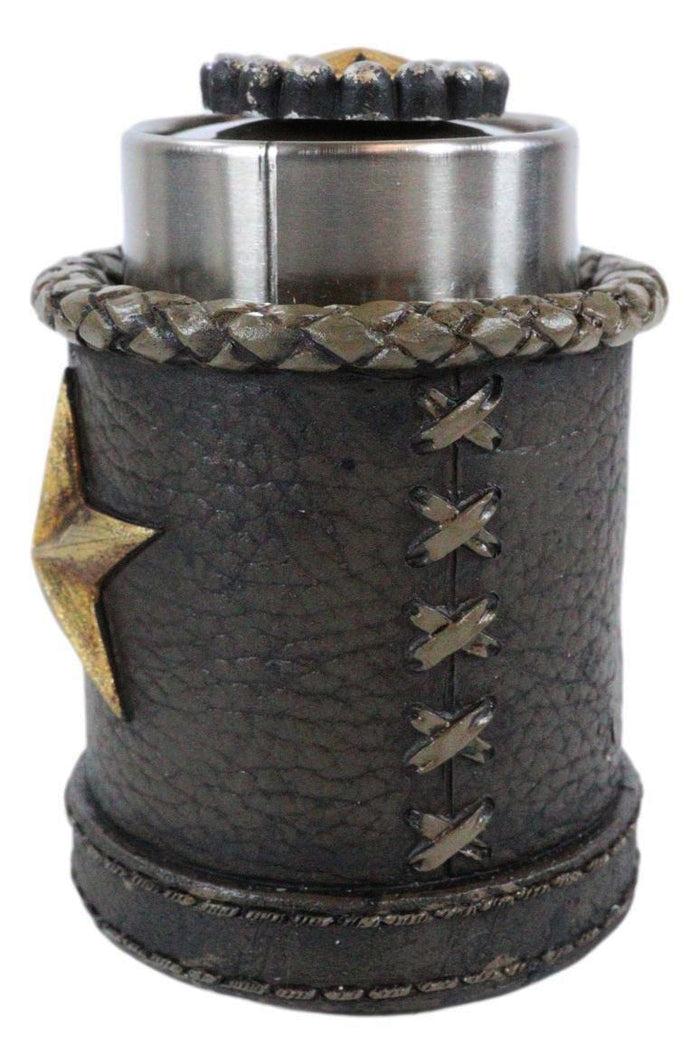 Ebros Gift Rustic Lone Western Star Cowboy Sheriff Toothpick Holder With Spring Barrel