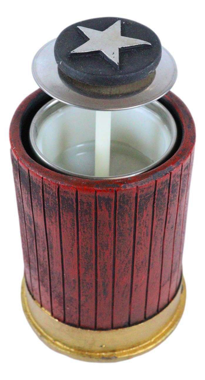 Ebros Gift Rustic Lone Western Star Shotgun Bullet Shell Spring Barrel Toothpick Holder