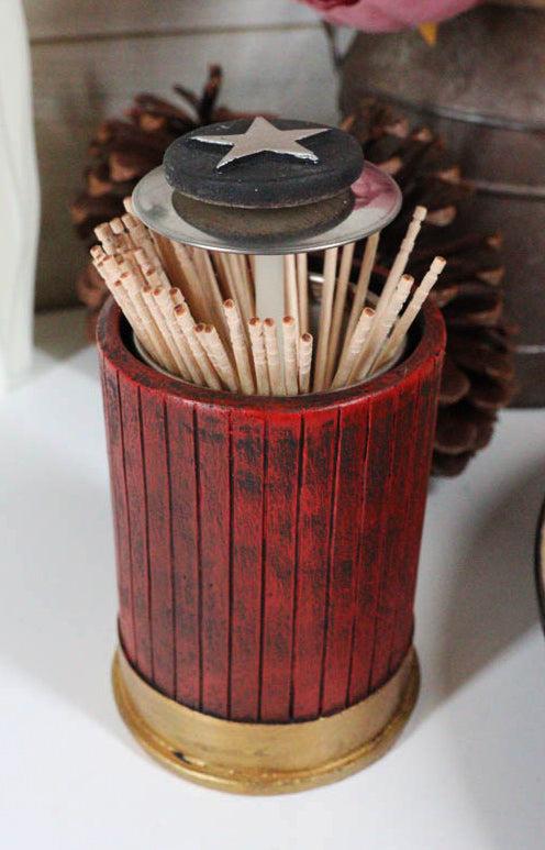 ebros gift Rustic Lone Western Star Shotgun Bullet Shell Spring Barrel Toothpick Holder