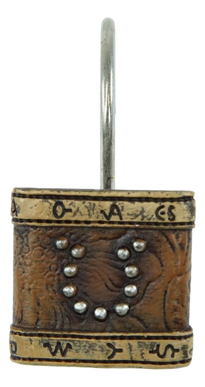Ebros Gift Rustic Lucky Horseshoe In Faux Tooled Leather Bathroom Shower Curtain Hooks 12pk