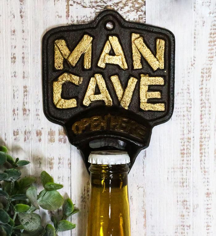 ebros gift Rustic Man Cave Open Here Cast Iron Bottle Cap Opener Wall Mounted Decor Novelty
