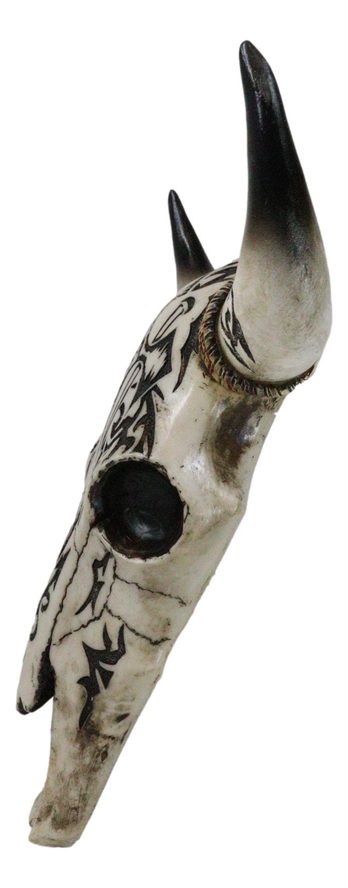 Ebros Gift Rustic Maori Tribal Tattoo Spiked Nails Cross Braided Ropes Cow Skull Wall Decor