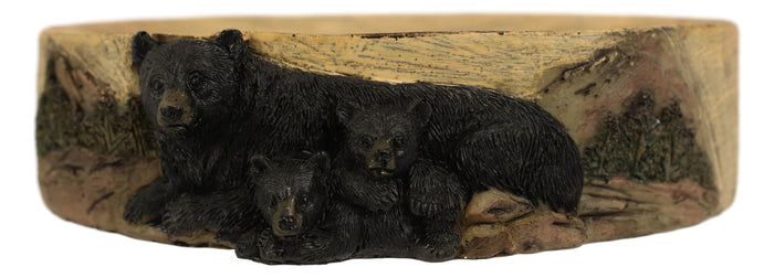 ebros gift Rustic Mountain Black Mama Bear With Cubs By Pine Trees Bar Soap Dish Holder