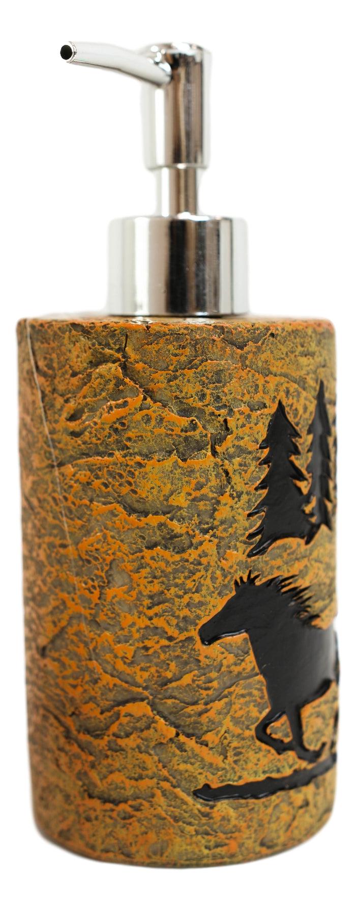 Ebros Gift Rustic Mustang Horse Pine Trees Silhouette Liquid Soap Or Lotion Pump Dispenser