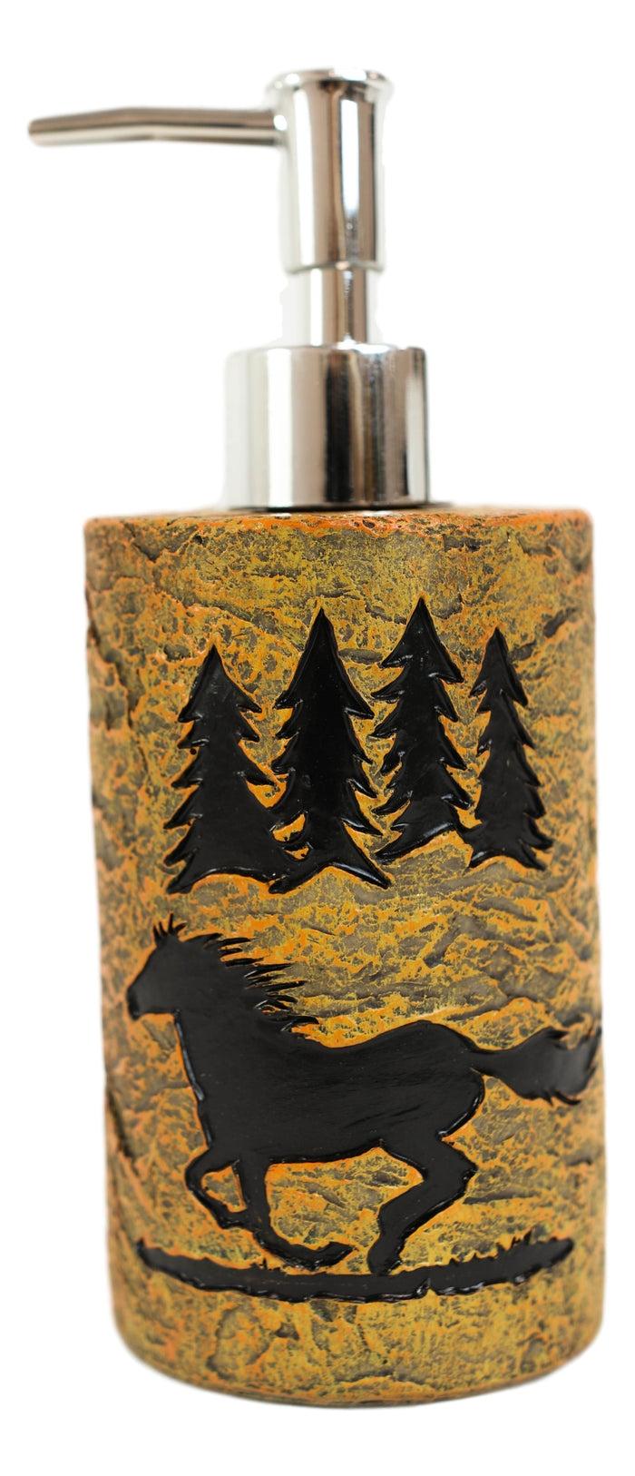Ebros Gift Rustic Mustang Horse Pine Trees Silhouette Liquid Soap Or Lotion Pump Dispenser
