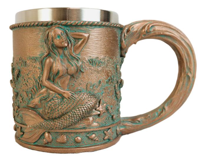 Ebros Gift Rustic Nautical Ocean Coral Reef Mermaid With Sea Stars Shells Coffee Tea Mug