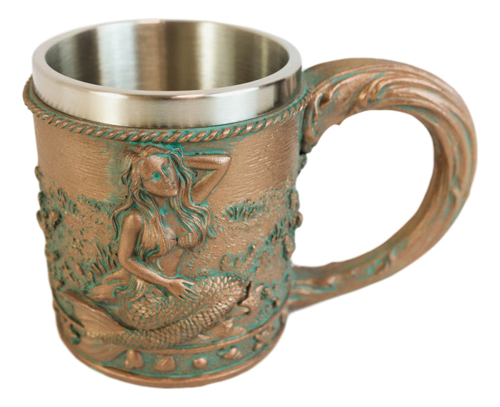 Ebros Gift Rustic Nautical Ocean Coral Reef Mermaid With Sea Stars Shells Coffee Tea Mug