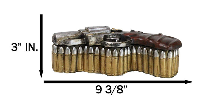 Ebros Gift Rustic Old World Western Country Cowboy Gun Pistol With Bullets Trinket Box