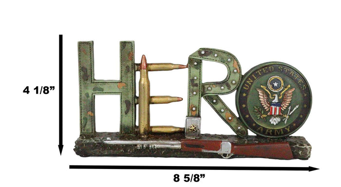 Ebros Gift Rustic Patriotic Hero Word Art USA Army Eagle Seal Rifle Sign Desktop Plaque