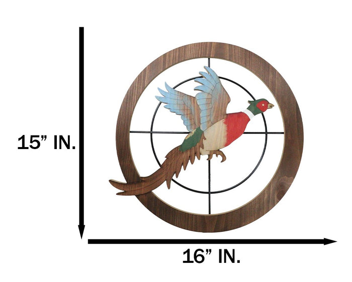 Ebros Gift Rustic Pheasant Bird Hunting In Scope Crosshairs Hunting MDF Wood Wall Decor