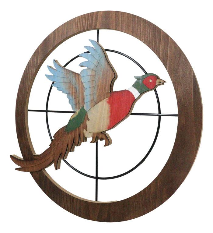 Ebros Gift Rustic Pheasant Bird Hunting In Scope Crosshairs Hunting MDF Wood Wall Decor