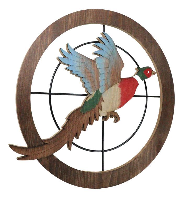 Ebros Gift Rustic Pheasant Bird Hunting In Scope Crosshairs Hunting MDF Wood Wall Decor