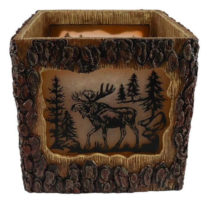 Ebros Gift Rustic Pine Forest Elk Moose Faux Carved Wood Bark Night Light Lamp Sculpture