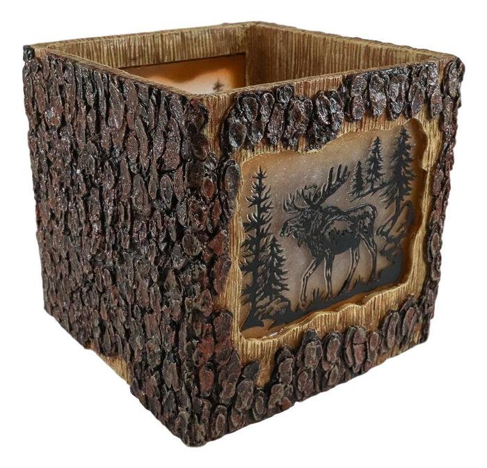 Ebros Gift Rustic Pine Forest Elk Moose Faux Carved Wood Bark Night Light Lamp Sculpture