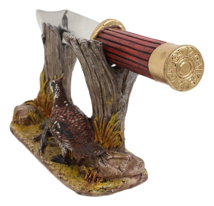 Ebros Gift Rustic Quail Hen Bird Display With Decorative Shotgun Shell Knife Statue Set