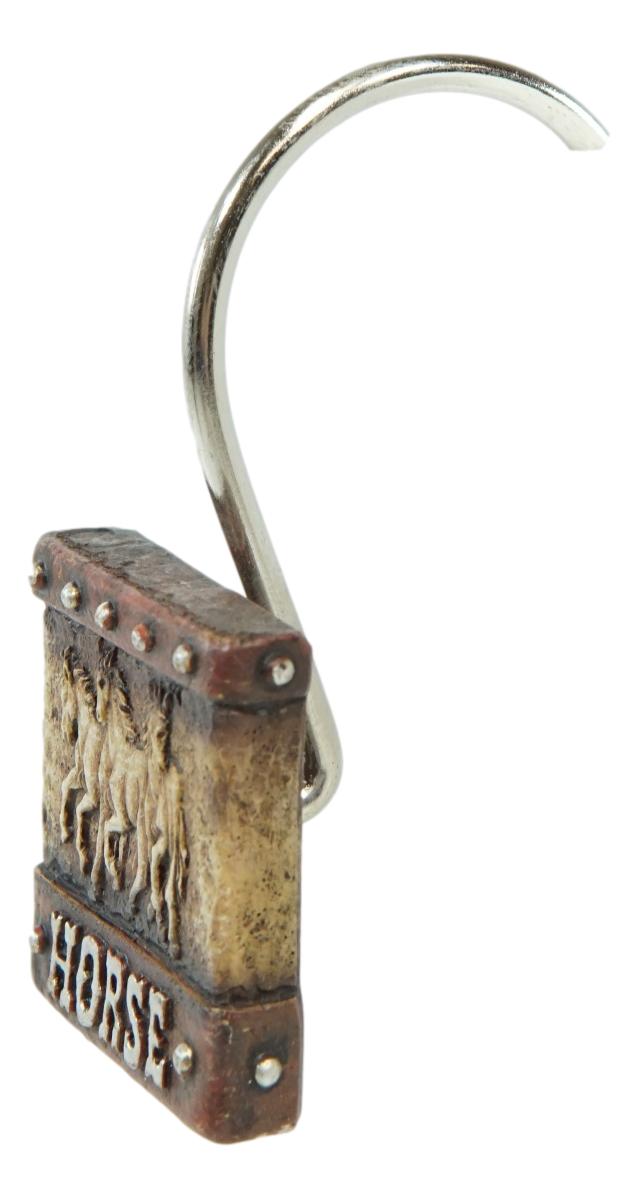 Ebros Gift Rustic Running Horses On Faux Tooled Leather Bathroom Shower Curtain Hooks 12pk