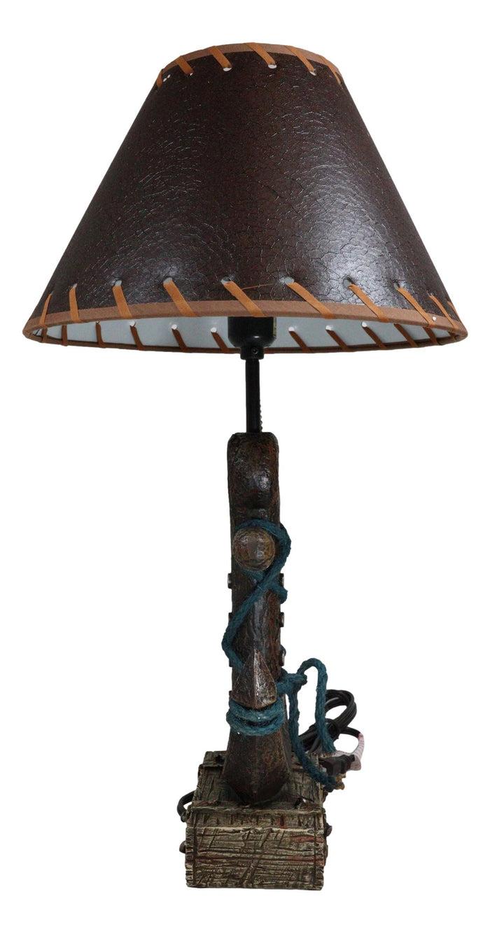 Ebros Gift Rustic Sea Nautical Wharf Ship Anchor With Getty Ropes Table Lamp With Shade