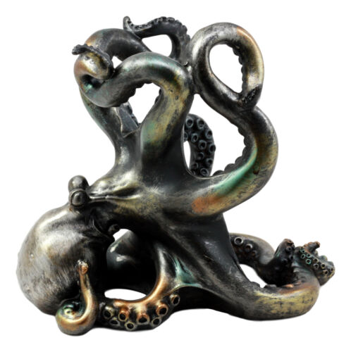 Ebros Gift Rustic Silver Octopus Wine Holder 7.5 Inch Tall Tabletop Bar Counter Figurine