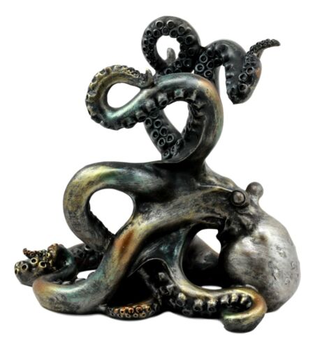 Ebros Gift Rustic Silver Octopus Wine Holder 7.5 Inch Tall Tabletop Bar Counter Figurine