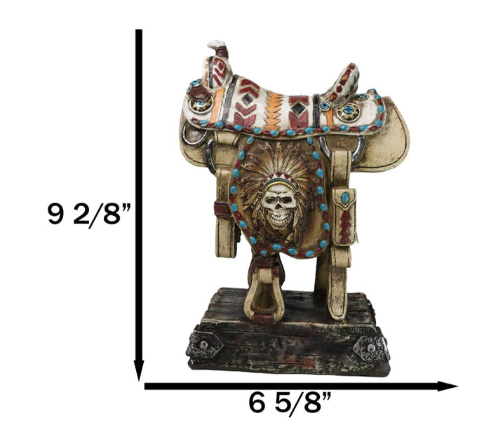 Ebros Gift Rustic Southwest Indian Chieftain Roach Skull Cowboy Horse Saddle Figurine