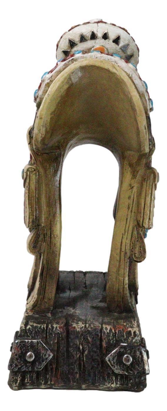 Ebros Gift Rustic Southwest Indian Chieftain Roach Skull Cowboy Horse Saddle Figurine