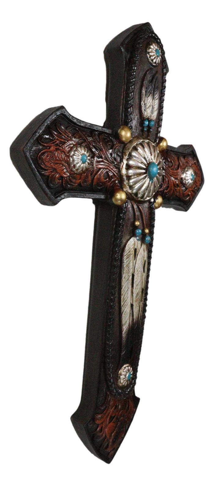 Ebros Gift Rustic Southwest Native Indian Dreamcatcher Feathers Turquoise Gems Wall Cross