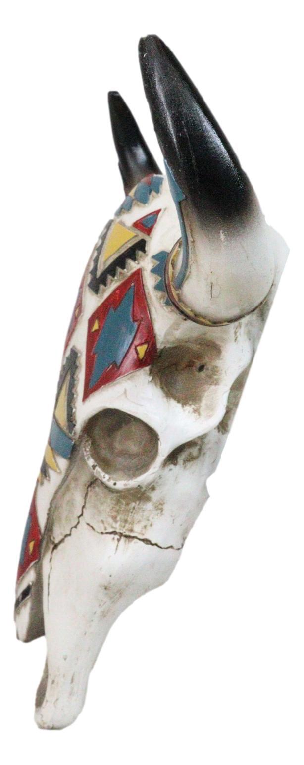 Ebros Gift Rustic Southwestern Colorful Aztec Vector Symbols Tribal Cow Skull Wall Decor